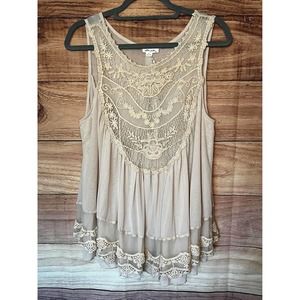 Boho Flowy Lace Sleeveless Top
